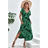Ekouaer Long Nightgowns for Women V Neck Moo Moos House Dress with Pockets(Green Leaf)