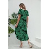 Ekouaer Long Nightgowns for Women V Neck Moo Moos House Dress with Pockets(Green Leaf)