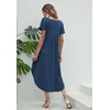 Ekouaer Long Nightgowns for Women V Neck Moo Moos House Dress with Pockets(Navy Blue)
