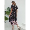 Ekouaer Long Nightgowns for Women V Neck Moo Moos House Dress with Pockets(Pink Flower)