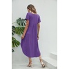 Ekouaer Long Nightgowns for Women V Neck Moo Moos House Dress with Pockets(Purple)