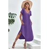 Ekouaer Long Nightgowns for Women V Neck Moo Moos House Dress with Pockets(Purple)