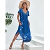 Ekouaer Long Nightgowns for Women V Neck Moo Moos House Dress with Pockets(Royal-blue Floral)