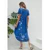 Ekouaer Long Nightgowns for Women V Neck Moo Moos House Dress with Pockets(Royal-blue Floral)
