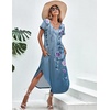 Ekouaer Long Nightgowns for Women V Neck Moo Moos House Dress with Pockets(Sky Blue Floral)