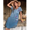 Ekouaer Long Nightgowns for Women V Neck Moo Moos House Dress with Pockets(Sky Blue Floral)