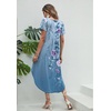 Ekouaer Long Nightgowns for Women V Neck Moo Moos House Dress with Pockets(Sky Blue Floral)