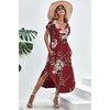 Ekouaer Long Nightgowns for Women V Neck Moo Moos House Dress with Pockets(Wine Red Floral)