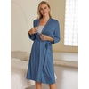 Ekouaer Maternity Robe Labor Delivery Nursing Gown Breastfeeding Bathrobes(A_blue)