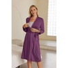 Ekouaer Maternity Robe Labor Delivery Nursing Gown Breastfeeding Bathrobes(Red Purple)
