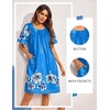 Ekouaer Moo Moos for Women Button House Dresses for Women with Pocket Mumu(Blue)