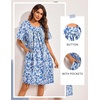 Ekouaer Moo Moos for Women Button House Dresses for Women with Pocket Mumu(Blue Boho)