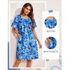 Ekouaer Moo Moos for Women Button House Dresses for Women with Pocket Mumu(Blue Flower)