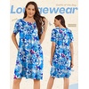 Ekouaer Moo Moos for Women Button House Dresses for Women with Pocket Mumu(Blue Flower)