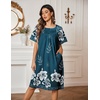 Ekouaer Moo Moos for Women Button House Dresses for Women with Pocket Mumu(Blue Green Flower)