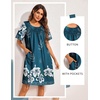 Ekouaer Moo Moos for Women Button House Dresses for Women with Pocket Mumu(Blue Green Flower)