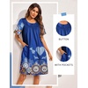 Ekouaer Moo Moos for Women Button House Dresses for Women with Pocket Mumu(Blue Mandala)