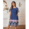 Ekouaer Moo Moos for Women Button House Dresses for Women with Pocket Mumu(Navy Boho)