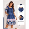 Ekouaer Moo Moos for Women Button House Dresses for Women with Pocket Mumu(Navy Boho)