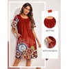 Ekouaer Moo Moos for Women Button House Dresses for Women with Pocket Mumu(Red Mandala)