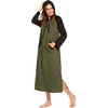 Ekouaer Nightgowns for Women Cotton Nightgown Long Sleeve Hooded Night Gown(Army Green)