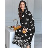 Ekouaer Nightgowns for Women Cotton Nightgown Long Sleeve Hooded Night Gown(Black Butterfly)