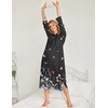 Ekouaer Nightgowns for Women Cotton Nightgown Long Sleeve Hooded Night Gown(Black Colorful Butterfly)