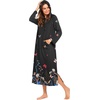 Ekouaer Nightgowns for Women Cotton Nightgown Long Sleeve Hooded Night Gown(Black Colorful Butterfly)
