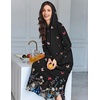 Ekouaer Nightgowns for Women Cotton Nightgown Long Sleeve Hooded Night Gown(Black Colorful Butterfly)