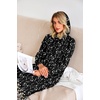 Ekouaer Nightgowns for Women Cotton Nightgown Long Sleeve Hooded Night Gown(Black Flowers)
