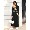 Ekouaer Nightgowns for Women Cotton Nightgown Long Sleeve Hooded Night Gown(Black Rainbow)