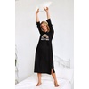 Ekouaer Nightgowns for Women Cotton Nightgown Long Sleeve Hooded Night Gown(Black Rainbow)