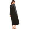 Ekouaer Nightgowns for Women Cotton Nightgown Long Sleeve Hooded Night Gown(Black/Grey)