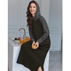Ekouaer Nightgowns for Women Cotton Nightgown Long Sleeve Hooded Night Gown(Black/Grey)