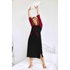 Ekouaer Nightgowns for Women Cotton Nightgown Long Sleeve Hooded Night Gown(Black/Red)