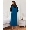 Ekouaer Nightgowns for Women Cotton Nightgown Long Sleeve Hooded Night Gown(Blue)