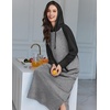 Ekouaer Nightgowns for Women Cotton Nightgown Long Sleeve Hooded Night Gown(Dark Grey)