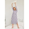 Ekouaer Nightgowns for Women Cotton Nightgown Long Sleeve Hooded Night Gown(Grey Pink Stras)