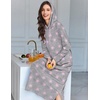 Ekouaer Nightgowns for Women Cotton Nightgown Long Sleeve Hooded Night Gown(Grey Pink Stras)