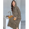 Ekouaer Nightgowns for Women Cotton Nightgown Long Sleeve Hooded Night Gown(Leopard)