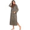 Ekouaer Nightgowns for Women Cotton Nightgown Long Sleeve Hooded Night Gown(Leopard)