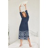 Ekouaer Nightgowns for Women Cotton Nightgown Long Sleeve Hooded Night Gown(Navy Dot)