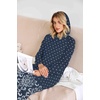 Ekouaer Nightgowns for Women Cotton Nightgown Long Sleeve Hooded Night Gown(Navy Dot)