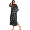 Ekouaer Nightgowns for Women Cotton Nightgown Long Sleeve Hooded Night Gown(Navy Flowers)