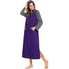 Ekouaer Nightgowns for Women Cotton Nightgown Long Sleeve Hooded Night Gown(Purple)