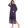 Ekouaer Nightgowns for Women Cotton Nightgown Long Sleeve Hooded Night Gown(Purple Flower)