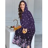 Ekouaer Nightgowns for Women Cotton Nightgown Long Sleeve Hooded Night Gown(Purple Flower)
