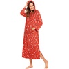 Ekouaer Nightgowns for Women Cotton Nightgown Long Sleeve Hooded Night Gown(Red Christmas Print)