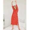 Ekouaer Nightgowns for Women Cotton Nightgown Long Sleeve Hooded Night Gown(Red Christmas Print)