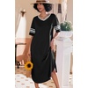 Ekouaer Nightgowns for Women Long Nightgown Plus Size Moo Moos House Dress(Black)